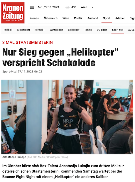 Krone.at: Nur Sieg gegen „Helikopter“ verspricht Schokolade