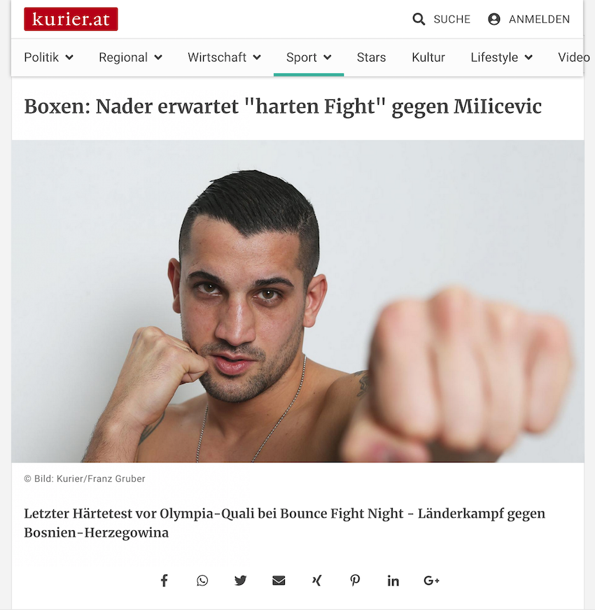 Kurier: Marcos Nader erwartet schweren Kampf gegen Milicevic