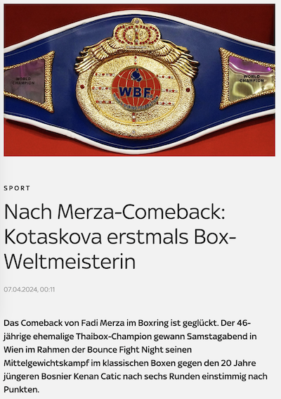 skysportaustria.at: Nach Merza-Comeback: Kotaskova erstmals Box-Weltmeisterin